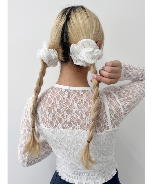 WC（ダブル シー）の「【2点SET】レースシュシュセット（シュシュ・レディース・ブラック/ホワイト/ピンク・FREE）」の5枚目の写真