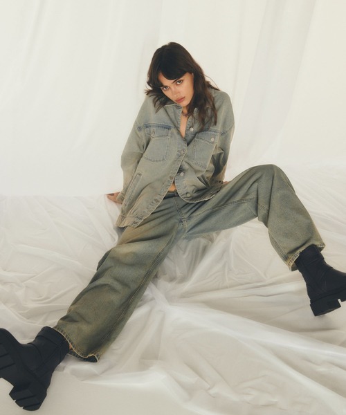 FOREVER 21（フォーエバー トゥエンティーワン）の「【2024FW】オーバーダイワイドデニム（デニムパンツ・レディース・ライトブルー/ブルー・SMALL/MEDIUM/LARGE）」の5枚目の写真