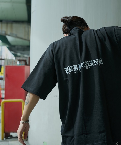 【PUBLICPINK/パブリックピンク】9.1オンスヘビーウェイトオーバーサイズオールドイングリッシュロゴTEE（Tシャツ/カットソー）｜PUBLICPINK（パブリックピンク）