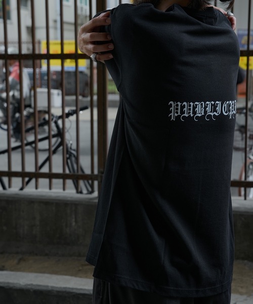 【PUBLICPINK/パブリックピンク】9.1オンスヘビーウェイトオーバーサイズオールドイングリッシュロゴTEE（Tシャツ/カットソー）｜PUBLICPINK（パブリックピンク）