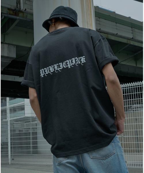 【PUBLICPINK/パブリックピンク】9.1オンスヘビーウェイトオーバーサイズオールドイングリッシュロゴTEE（Tシャツ/カットソー）｜PUBLICPINK（パブリックピンク）