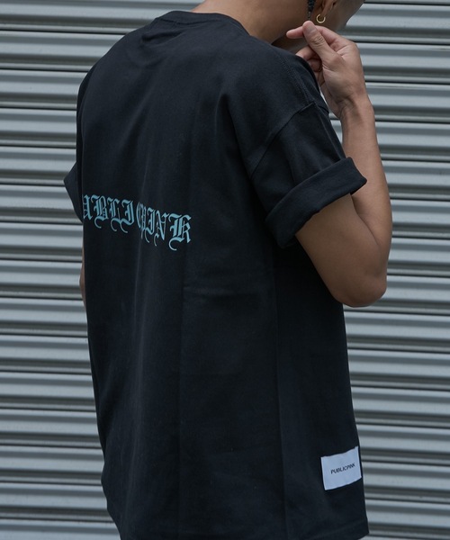 【PUBLICPINK/パブリックピンク】9.1オンスヘビーウェイトオーバーサイズオールドイングリッシュロゴTEE（Tシャツ/カットソー）｜PUBLICPINK（パブリックピンク）