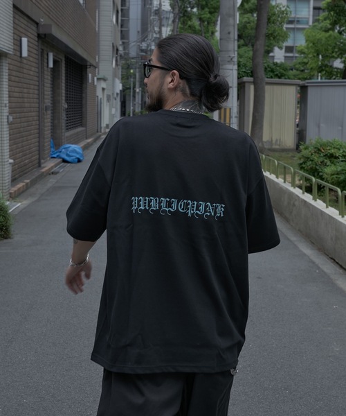 【PUBLICPINK/パブリックピンク】9.1オンスヘビーウェイトオーバーサイズオールドイングリッシュロゴTEE（Tシャツ/カットソー）｜PUBLICPINK（パブリックピンク）