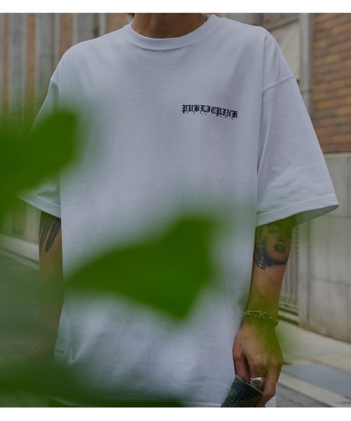 【PUBLICPINK/パブリックピンク】9.1オンスヘビーウェイトオーバーサイズオールドイングリッシュロゴTEE（Tシャツ/カットソー）｜PUBLICPINK（パブリックピンク）