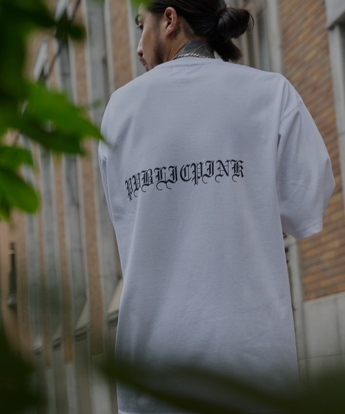 【PUBLICPINK/パブリックピンク】9.1オンスヘビーウェイトオーバーサイズオールドイングリッシュロゴTEE（Tシャツ/カットソー）｜PUBLICPINK（パブリックピンク）