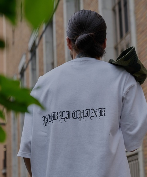 【PUBLICPINK/パブリックピンク】9.1オンスヘビーウェイトオーバーサイズオールドイングリッシュロゴTEE（Tシャツ/カットソー）｜PUBLICPINK（パブリックピンク）