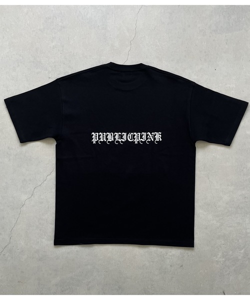 【PUBLICPINK/パブリックピンク】9.1オンスヘビーウェイトオーバーサイズオールドイングリッシュロゴTEE（Tシャツ/カットソー）｜PUBLICPINK（パブリックピンク）