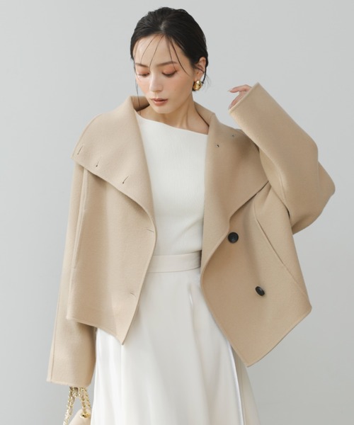 スタンドネックリバーショートコート