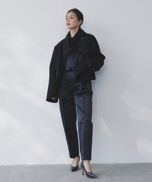 スタンドネックリバーショートコート