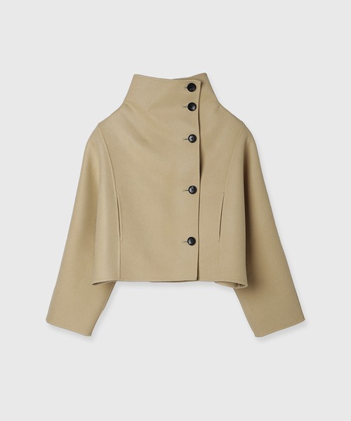 スタンドネックリバーショートコート