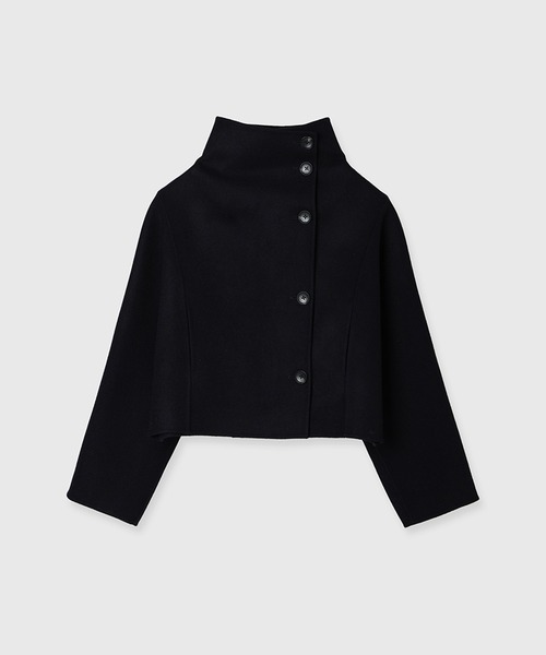 スタンドネックリバーショートコート