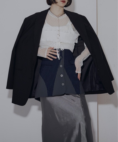 Ezick（エジック）の「Dot tulle ビスチェレイヤードシアートップス