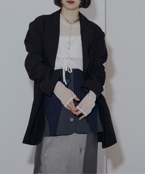 Ezick（エジック）の「Dot tulle ビスチェレイヤードシアートップス