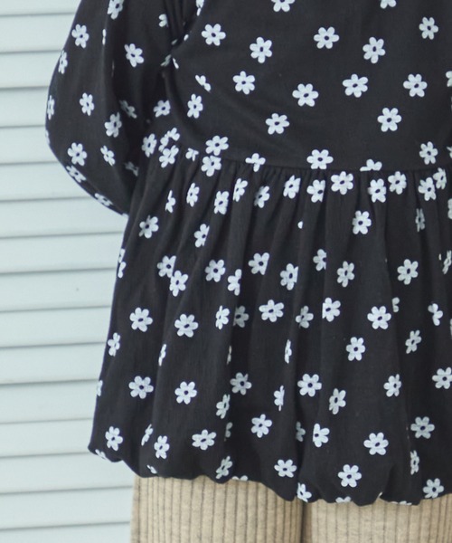 pairmanon(ペアマノン)の「楊柳天竺 総柄 バルーントップス(Tシャツ/カットソー・キッズ・グリーン系その他/ホワイト系その他/ベージュ系その他/ブラック系その他・100/110/120/130/140/150/90)」の11枚目の写真