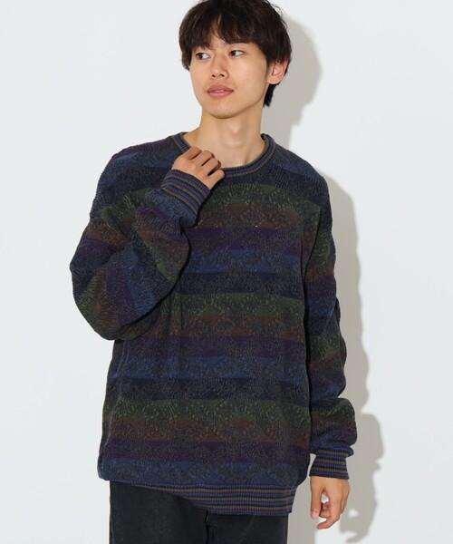 BEAMS HEART(ビームスハート)の「レトロ ジャカード クルーネック ニット(ニット/セーター・メンズ・ブラック/ネイビー/その他・SMALL/MEDIUM/LARGE)」の1枚目の写真
