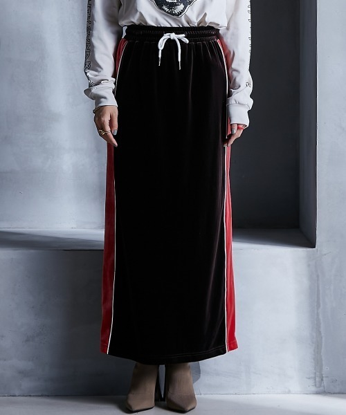 GEVS.（ジェイヴィス）の「配色ラインベロアマキシスカート ＜大きいサイズ有＞GEVS.（スカート・レディース・カーキ/ブラウン・3L/LL/5L/4L/L/M）」の11枚目の写真