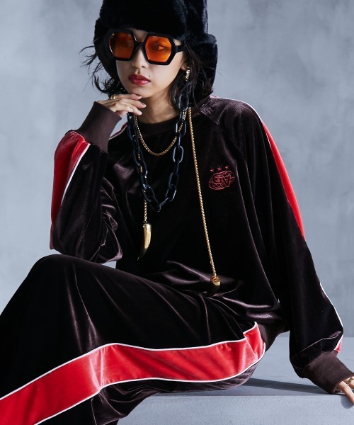 GEVS.（ジェイヴィス）の「配色ラインベロアマキシスカート ＜大きいサイズ有＞GEVS.（スカート・レディース・カーキ/ブラウン・3L/LL/5L/4L/L/M）」の9枚目の写真