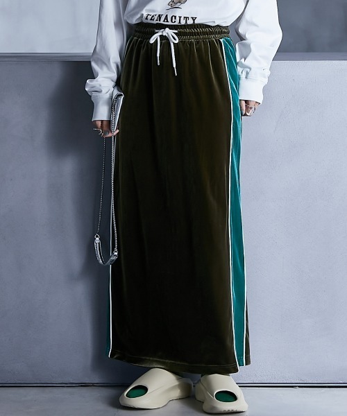 GEVS.（ジェイヴィス）の「配色ラインベロアマキシスカート ＜大きいサイズ有＞GEVS.（スカート・レディース・カーキ/ブラウン・3L/LL/5L/4L/L/M）」の18枚目の写真