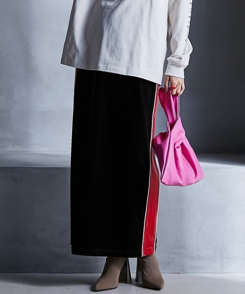 GEVS.（ジェイヴィス）の「配色ラインベロアマキシスカート ＜大きいサイズ有＞GEVS.（スカート・レディース・カーキ/ブラウン・3L/LL/5L/4L/L/M）」の22枚目の写真