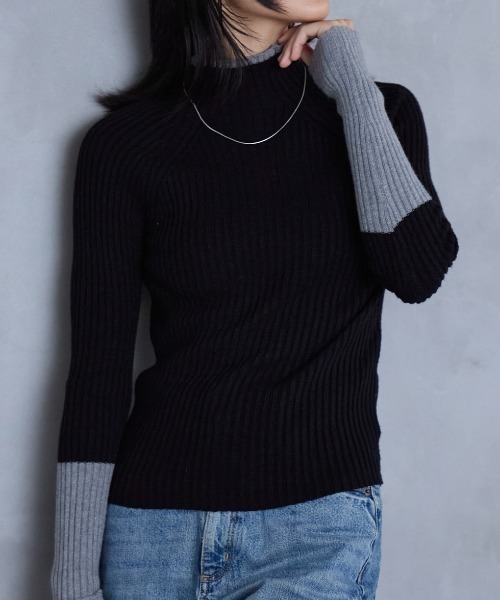 TRIANGLE PALETTE（トライアングルパレット）の「春先にもおすすめ ボトルネックリブニットプルオーバー/モックネック（ニット/セーター・レディース・グレー/ブラック/ホワイト/レッド/ベージュ/ブラウン/ホワイト系その他/ブラック系その他/ブラウン系その他・FREE）」の4枚目の写真