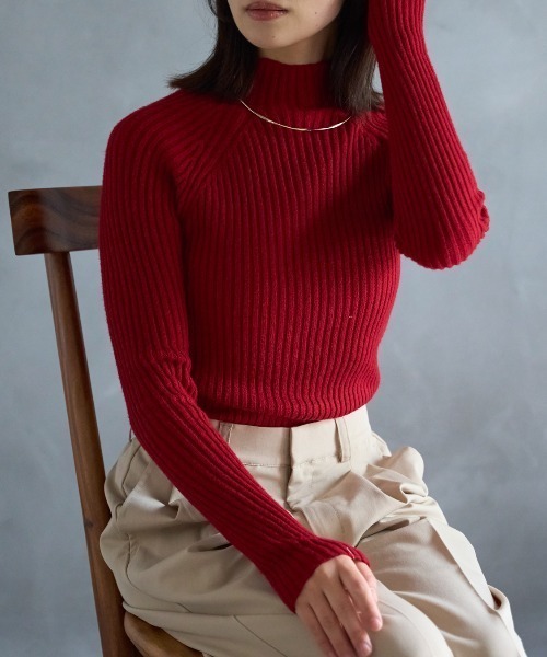 TRIANGLE PALETTE（トライアングルパレット）の「春先にもおすすめ ボトルネックリブニットプルオーバー/モックネック（ニット/セーター・レディース・グレー/ブラック/ホワイト/レッド/ベージュ/ブラウン/ホワイト系その他/ブラック系その他/ブラウン系その他・FREE）」の14枚目の写真