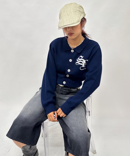 WHO'S WHO gallery(フーズフーギャラリー)の「【SLOPPY/スロッピー】SLOPPY 刺繍カーデ(カーディガン/ボレロ・レディース・ネイビー/ブラウン/オフホワイト/グレー・FREE)」の4枚目の写真