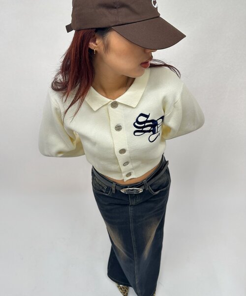 WHO'S WHO gallery(フーズフーギャラリー)の「【SLOPPY/スロッピー】SLOPPY 刺繍カーデ(カーディガン/ボレロ・レディース・ネイビー/ブラウン/オフホワイト/グレー・FREE)」の2枚目の写真