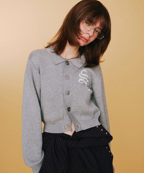 WHO'S WHO gallery(フーズフーギャラリー)の「【SLOPPY/スロッピー】SLOPPY 刺繍カーデ(カーディガン/ボレロ・レディース・ネイビー/ブラウン/オフホワイト/グレー・FREE)」の1枚目の写真