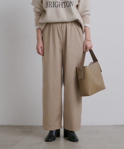 PUAL CE CIN（ピュアルセシン）の「【＠sein___000企画】スッキリシルエットイージーパンツ（スラックス・レディース・ベージュ/グレー系その他/スミクロ・FREE）」の4枚目の写真