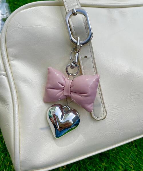 WEGO（ウィゴー）の「WEGO/クッションリボンハートキーホルダー（キーホルダー・レディース・ピンク/ブルー/シルバー/ブラック・FREE）」の3枚目の写真
