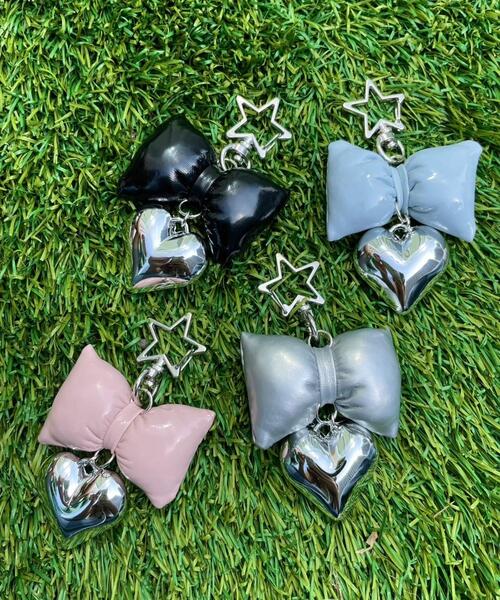 WEGO（ウィゴー）の「WEGO/クッションリボンハートキーホルダー（キーホルダー・レディース・ピンク/ブルー/シルバー/ブラック・FREE）」の5枚目の写真