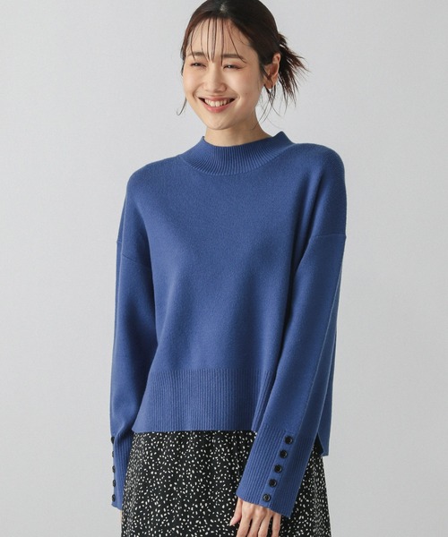 GLOBAL WORK（グローバルワーク）の「メルティ袖ボタンスタンドプルオーバー/139318（ニット/セーター・レディース・グレー×ホワイト/シルバー系その他2/セージグリーン/ロイヤルブルー/ホワイト×ネイビー/チェリーレッド/ブラック/グレイッシュベージュ/ライトイエロー/ベビーピンク/ネイビー×ホワイト・LARGE/MEDIUM）」の14枚目の写真