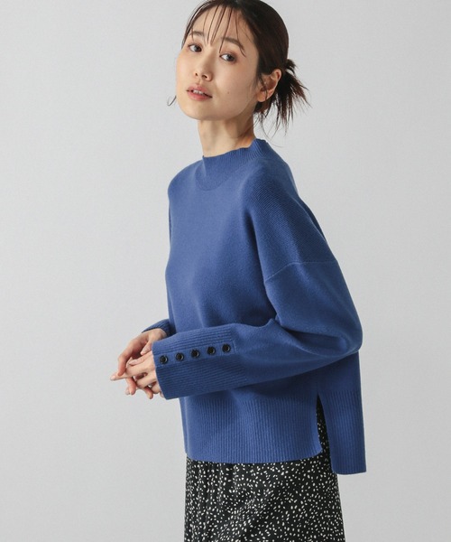 GLOBAL WORK（グローバルワーク）の「メルティ袖ボタンスタンドプルオーバー/139318（ニット/セーター・レディース・グレー×ホワイト/シルバー系その他2/セージグリーン/ロイヤルブルー/ホワイト×ネイビー/チェリーレッド/ブラック/グレイッシュベージュ/ライトイエロー/ベビーピンク/ネイビー×ホワイト・LARGE/MEDIUM）」の15枚目の写真