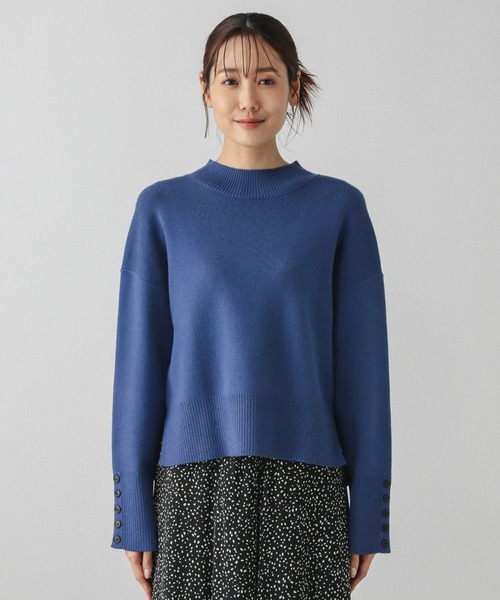 GLOBAL WORK（グローバルワーク）の「メルティ袖ボタンスタンドプルオーバー/139318（ニット/セーター・レディース・グレー×ホワイト/シルバー系その他2/セージグリーン/ロイヤルブルー/ホワイト×ネイビー/チェリーレッド/ブラック/グレイッシュベージュ/ライトイエロー/ベビーピンク/ネイビー×ホワイト・LARGE/MEDIUM）」の16枚目の写真