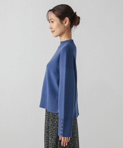 GLOBAL WORK（グローバルワーク）の「メルティ袖ボタンスタンドプルオーバー/139318（ニット/セーター・レディース・グレー×ホワイト/シルバー系その他2/セージグリーン/ロイヤルブルー/ホワイト×ネイビー/チェリーレッド/ブラック/グレイッシュベージュ/ライトイエロー/ベビーピンク/ネイビー×ホワイト・LARGE/MEDIUM）」の18枚目の写真