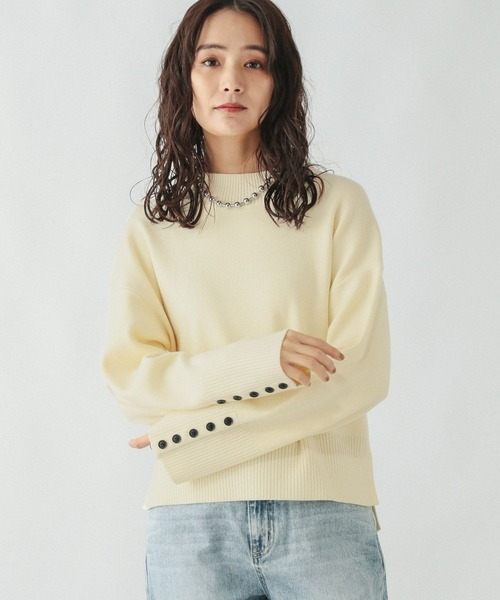 セール】メルティ袖ボタンスタンドプルオーバー/139318（ニット