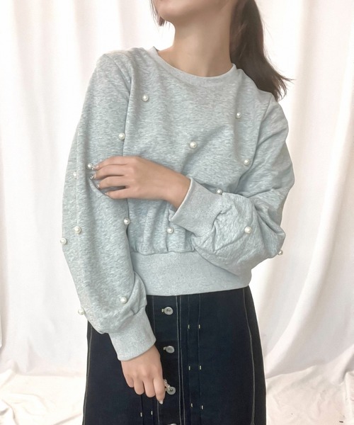 Q（キュー）の「ドットパール スウェット（スウェット・レディース・ブラック/ライトグレー・MEDIUM）」の2枚目の写真