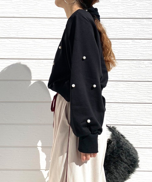 Q（キュー）の「ドットパール スウェット（スウェット・レディース・ブラック/ライトグレー・MEDIUM）」の17枚目の写真