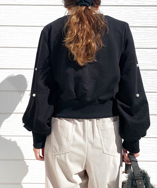 Q（キュー）の「ドットパール スウェット（スウェット・レディース・ブラック/ライトグレー・MEDIUM）」の18枚目の写真