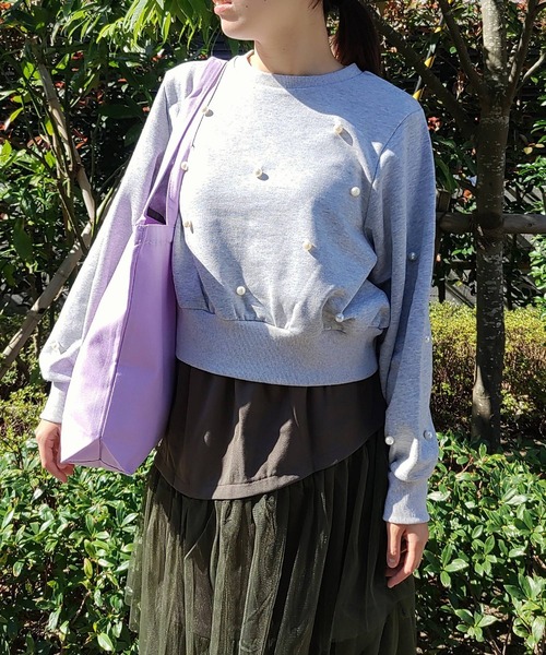 Q（キュー）の「ドットパール スウェット（スウェット・レディース・ブラック/ライトグレー・MEDIUM）」の19枚目の写真