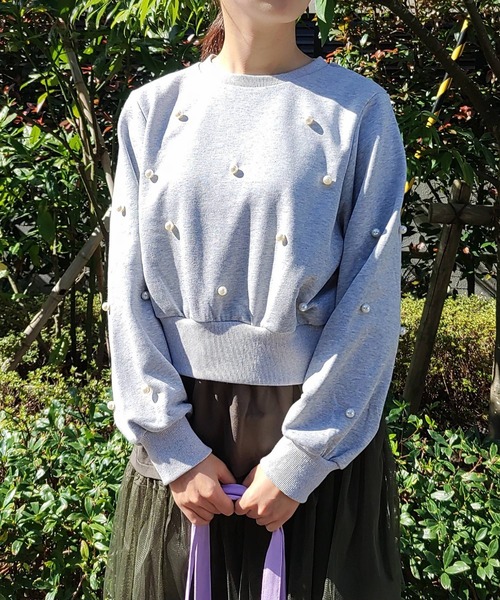 Q（キュー）の「ドットパール スウェット（スウェット・レディース・ブラック/ライトグレー・MEDIUM）」の3枚目の写真