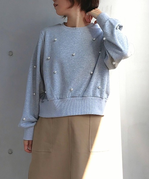 Q（キュー）の「ドットパール スウェット（スウェット・レディース・ブラック/ライトグレー・MEDIUM）」の4枚目の写真