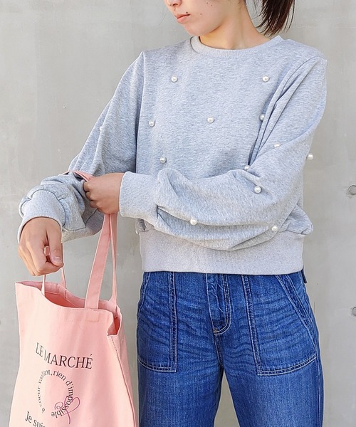 Q（キュー）の「ドットパール スウェット（スウェット・レディース・ブラック/ライトグレー・MEDIUM）」の6枚目の写真