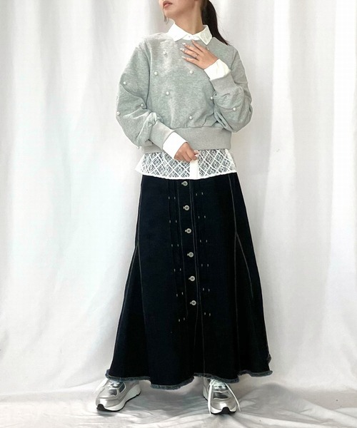 Q（キュー）の「ドットパール スウェット（スウェット・レディース・ブラック/ライトグレー・MEDIUM）」の13枚目の写真