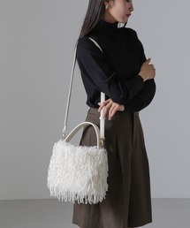 フェイクフェザーバケツバッグ