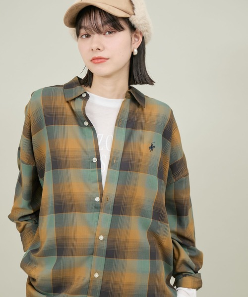 BEVERLY HILLS POLO CLUB（ビバリーヒルズポロクラブ）の「【BEVERLY HILLS POLO CLUB/ビバリーヒルズポロクラブ】チェックルーズシャツ（シャツ/ブラウス・レディース・イエロー系その他/グリーン系その他/ブルー系その他・38）」の21枚目の写真
