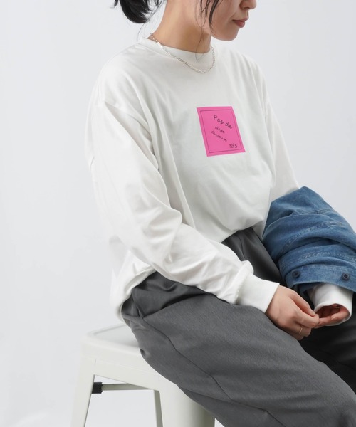 LUCA/LADY LUCK LUCA(ルカ/レディラックルカ)の「LC/LLL ボックスプリントロンT(Tシャツ/カットソー・レディース・グレー/オフホワイト/オレンジ/チャコールグレー・FREE)」の9枚目の写真