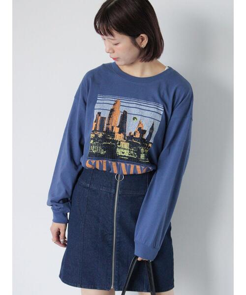 ehka sopo（エヘカソポ）の「ヴィンテージ風プリントロンT（Tシャツ/カットソー・レディース・チャコールグレー/ブルー/オフホワイト・F）」の3枚目の写真