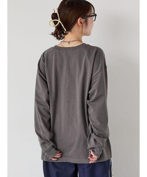 ehka sopo（エヘカソポ）の「ヴィンテージ風プリントロンT（Tシャツ/カットソー・レディース・チャコールグレー/ブルー/オフホワイト・F）」の4枚目の写真