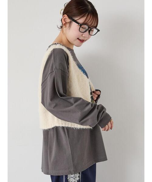 ehka sopo（エヘカソポ）の「ヴィンテージ風プリントロンT（Tシャツ/カットソー・レディース・チャコールグレー/ブルー/オフホワイト・F）」の6枚目の写真